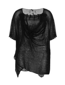 Amandine Knit cotton jumper with gathering Black