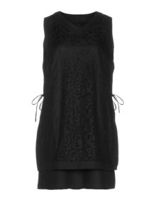 Isolde Roth Linen-cotton dress with integrated lace Black
