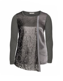 Persona Long sleeve lace layer top Grey / Silver