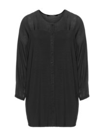Ciso Mixed fabric long blouse Black