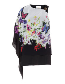 Roberto Cavalli White Chiffon shirt with butterfly sleeves Black / White