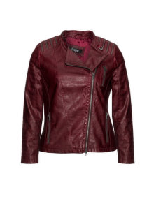Frapp Faux leather biker jacket Bordeaux-Red