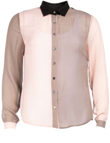 Manon Baptiste Chiffon shirt blouse Apricot / Taupe-Grey