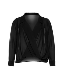 Manon Baptiste Sheer wrap effect blouse Black