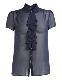Manon Baptiste Transparent short-sleeved blouse Dark-Blue