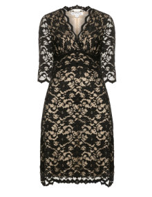 Kiyonna Three-quarter length sleeve dress Black / Beige