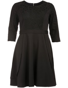 Manon Baptiste Fitted cotton dress with lace Black / Black