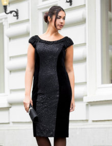 Basler Elegant silk dress with ornaments Black