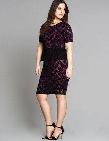 Grace Crochet peplum dress Black / Pink