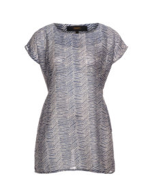 DNY All over print t-shirt with tie belt Blue / White