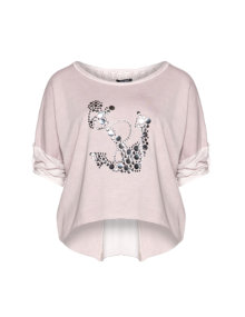 Nostalgia Sweatshirt with cotton and appliqué Dusky-Pink