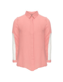 Manon Baptiste Laced chiffon shirt Dusky-Pink / White
