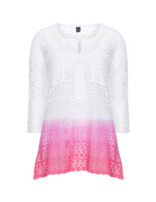 Yoek Cotton lace tunic White / Pink
