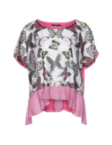 Mat Frilly hem T-shirt Pink / Versicolour