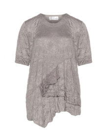 D Celli Wrinkled shirt with ripples Taupe-Grey