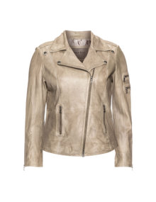 Open End Lined leather jacket Sand