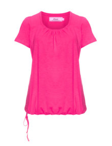Zizzi Fold and drawcord cotton t-shirt Pink