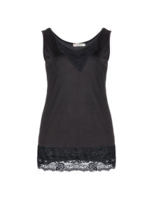 Gozzip Top with lace and crocheted decoration Black