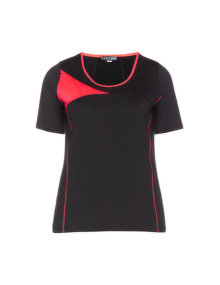 Yoek Elastic sports shirt with colour contras Black / Pink