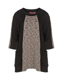 Peter Luft Patterned insert top Black / Taupe-Grey