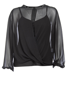 Anna Scholz Sheer chiffon 2 in 1 shirt Black