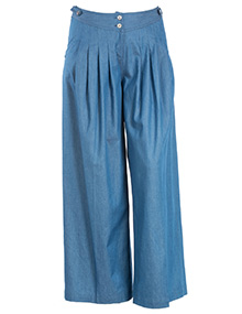 Manon Baptiste Pleated cotton pants Blue