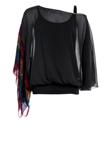 Mat 2-in-1 look chiffon shirt Black / Versicolour