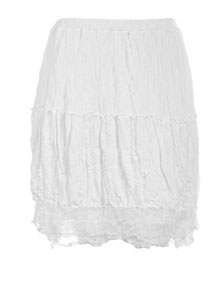 Lauren Vidal Knee-long, crinkle-look skirt in White Lauren Vidal Knee-long, crinkle-look skirt White