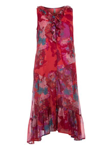 Zhenzi Floral-patterned midi dress in Coral-Orange / Versicolour Zhenzi Floral-patterned midi dress Coral-Orange / Versicolour