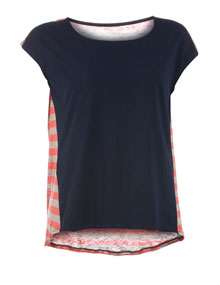 Isolde Roth Cotton-linen mix patterned shirt Dark-Blue / Orange