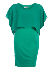 Maxima Dress with chiffon throw Green