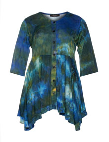 Entree Tie dye blouse with button placket Blue / Versicolour