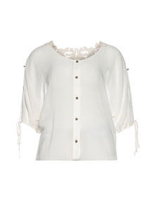 Zay Chiffon blouse with crocheted trim Cream / Transparent