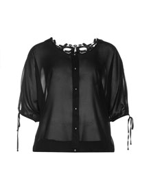 Zay Chiffon blouse with crocheted trim Black / Transparent