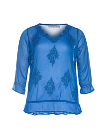 Studio Chiffon tunic with ornamental embroidery Blue