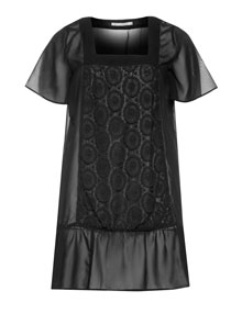 Studio Short dress with crocheted trim Black