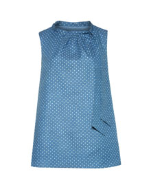Manon Baptiste A-line cotton top with ties Blue / White