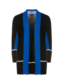 Thomas Rabe Open knit cardigan with color-contrasts in Black / Blue Thomas Rabe Open knit cardigan with color-contrasts Black / Blue