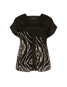 Pardon Patterned shirt with fabric mix in Black / Beige Pardon Patterned shirt with fabric mix Black / Beige