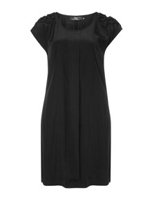 Zay Dress with cord appliqués Black