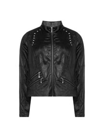 Zhenzi Biker jacket with used leather look Black