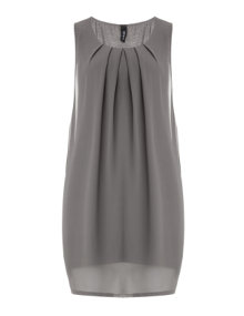 Yppig Chiffon dress with tucks Grey