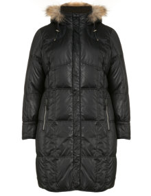 Zizzi Down coat with hood Black