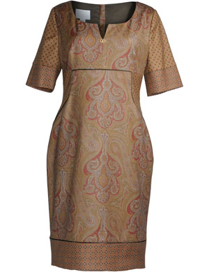 Wool dress with paisley pattern in Camel / Bordeaux-Red designed by Roberto Cavalli White to find in Category Dresses at navabi.de