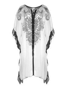 Mat Chiffon tunic in kaftan look Black / Light-Grey
