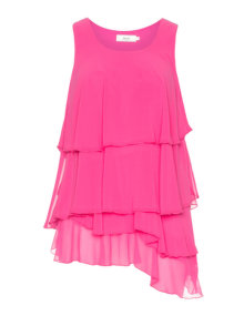 Zizzi Tiered chiffon top Pink