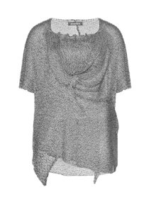 Amandine Knit cotton jumper with gathering Black / White