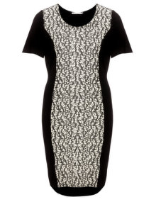 Studio Fine knit patterned dress Black / Ivory-White