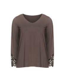 Manon Baptiste Cotton jersey blouse Taupe-Grey / Black