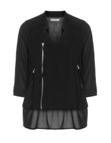 Gozzip Biker-style chiffon jacket Black